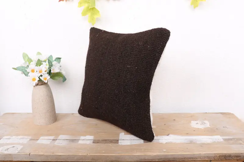Pillow, Vintage Kilim Throw Pillow, Rustic Pillow Case, Lounge Throw Cushion, 12x12 Black Cushion Cover, Handmade Kilim Cushion, Gift Pillow - 4