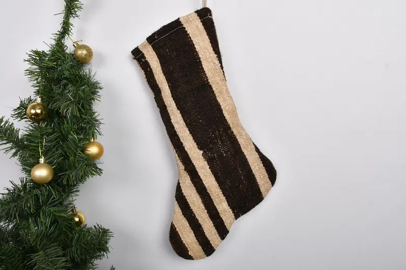 Media navideña festiva Kilim, media estampada con adornos étnicos