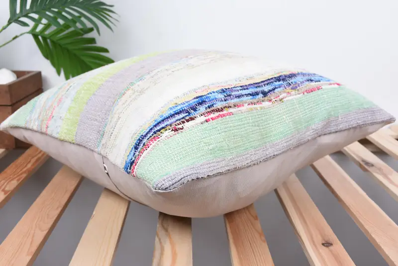 18x18 Green Cushion, Pillow Sham, Turkish Pillow, Meditation Pillow Sham, Ethnical Kilim Rug Pillow, Boho Pillow Sham Cover - 6