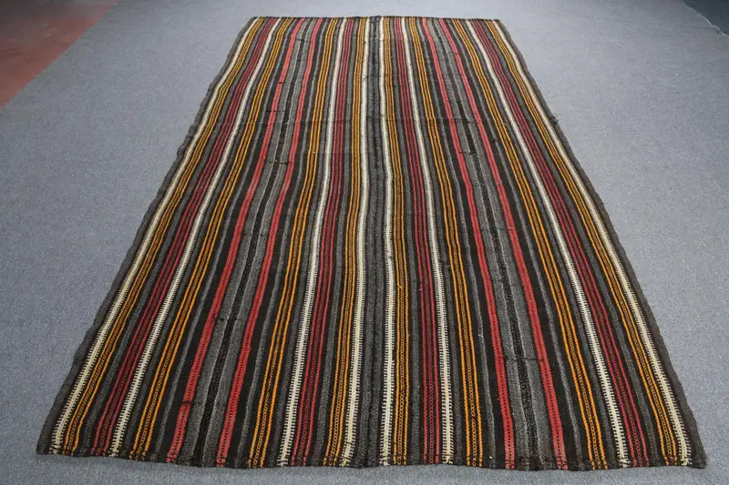 Turkish 6.3x9.6 ft Rug, Large Vintage Rug, Black Oriental Wool Rug - 1