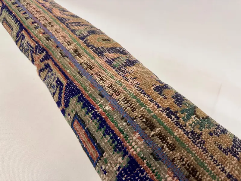Knitted Pillow Case, Natural Cushion, Pillow, Turkish Pillow, Antique Pillows, 12x48 Blue Cushion, Lounge Throw Pillow Cover, Vintage Kilim Pillow - 6