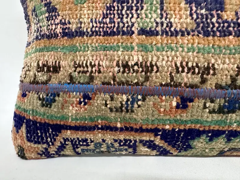 Knitted Pillow Case, Natural Cushion, Pillow, Turkish Pillow, Antique Pillows, 12x48 Blue Cushion, Lounge Throw Pillow Cover, Vintage Kilim Pillow - 4