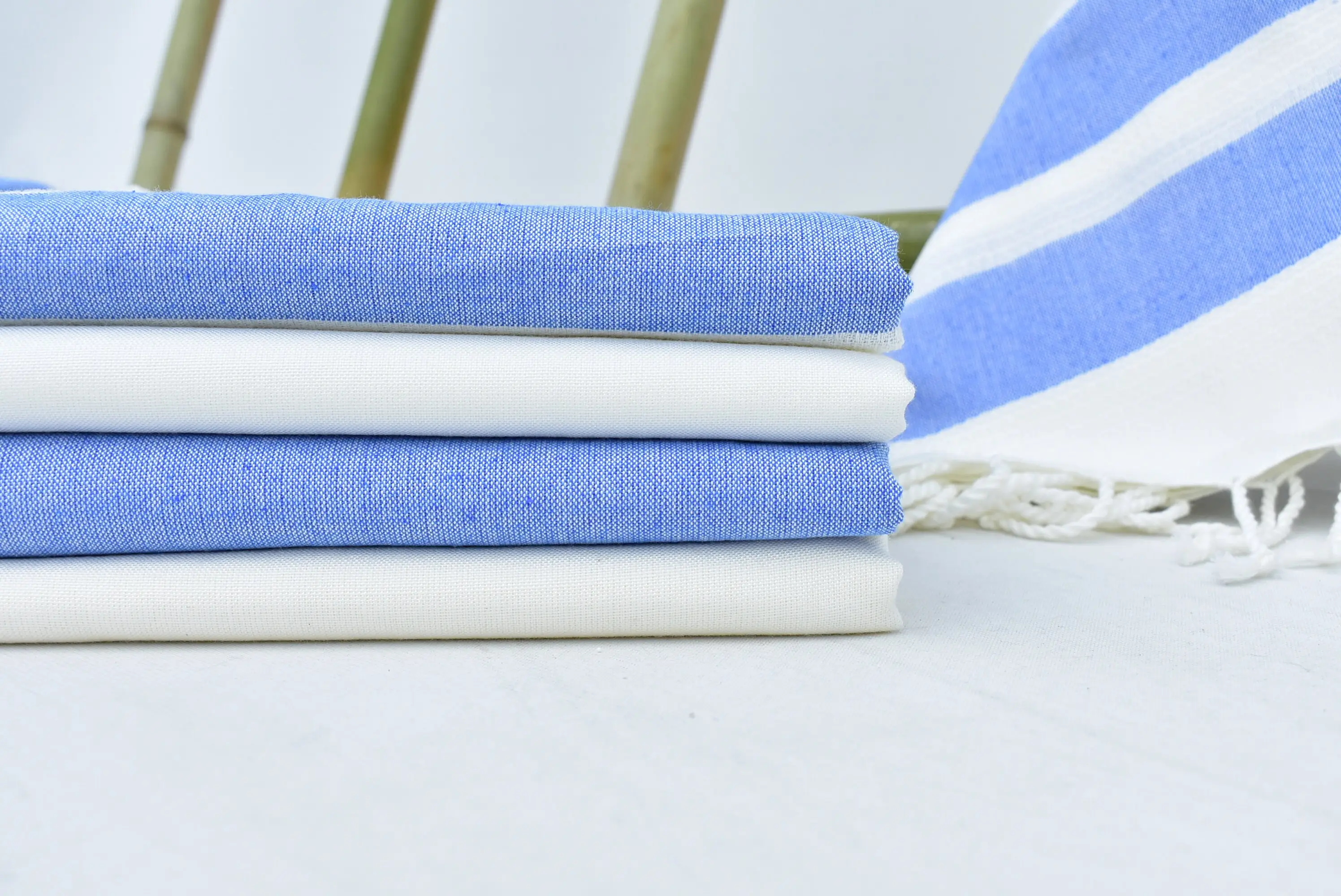 Custom Beach Towel Turkish Cotton Blue Striped, 70x38 Inches - 1