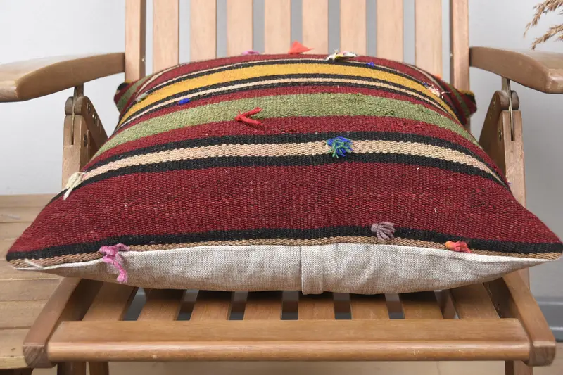 Kilim Pillow Cover, Outdoor Bolster Pillow Case, Gift Pillow, Handmade Throw Pillow Sham, 20x20 Green Pillow Sham, Cushion, Home Decor Pillow - 5