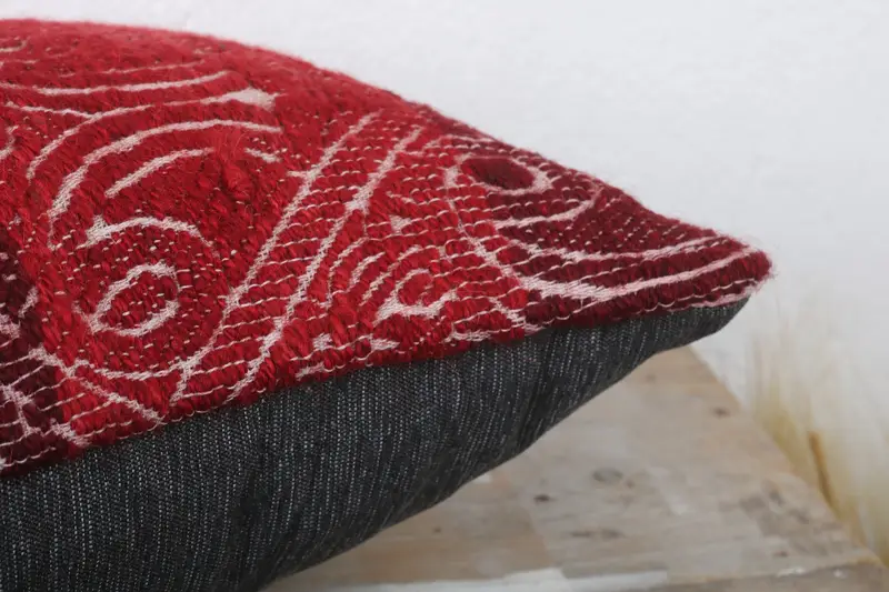 Boho Pillow Sham Cover, 12x24 Red Pillow Sham, Ethnical Kilim Rug Pillow, Pillow for Couch, Boho Chic Pillow Sham, Cushion Case - 6