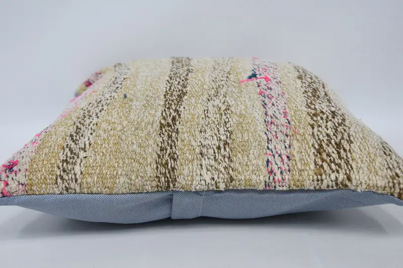 Pillow Cover, 16x16 Yellow Cushion Cover, Neutral Throw Pillow Sham, Pillow for Sofa, Handmade Cushion Cover, Kilim Pillow, Gift Pillow - 5