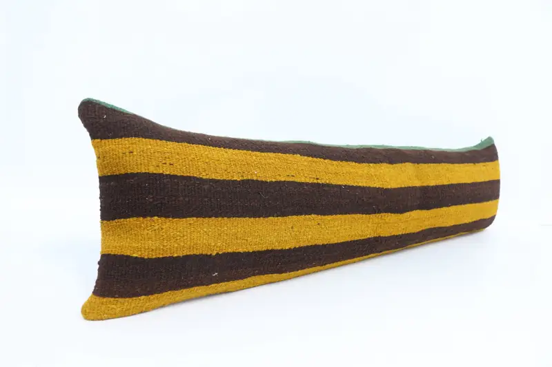 Tribal Pillow Case, Vintage Kilim Throw Pillow, 12x48 Yellow Pillow Case, Pillow Cover, Boho Pillow, Ethnical Kilim Rug Pillow - 3