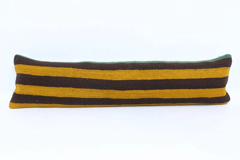 Tribal Pillow Case, Vintage Kilim Throw Pillow, 12x48 Yellow Pillow Case, Pillow Cover, Boho Pillow, Ethnical Kilim Rug Pillow - 1