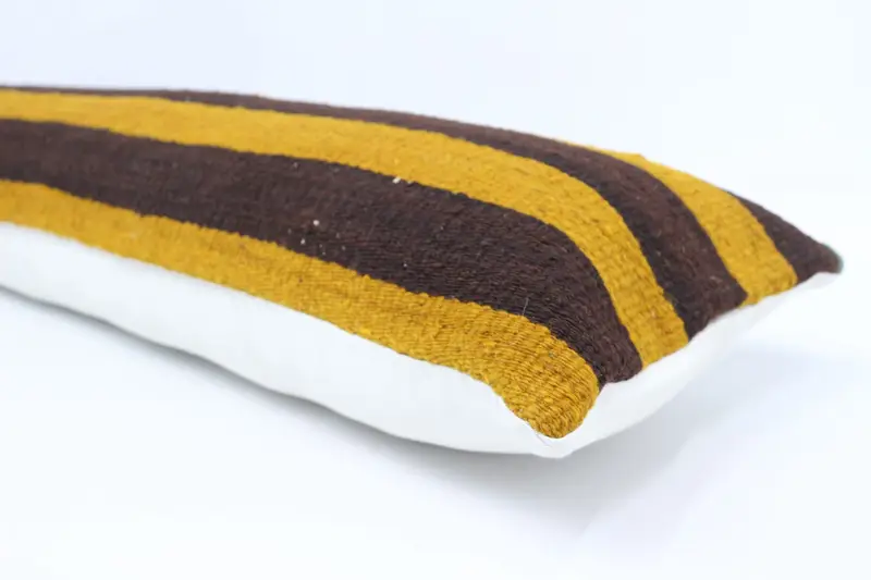 Tribal Pillow Case, Vintage Kilim Throw Pillow, 12x48 Yellow Pillow Case, Pillow Cover, Boho Pillow, Ethnical Kilim Rug Pillow - 6