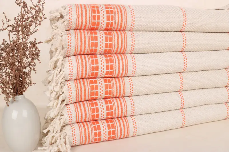 Bachelorette Party Linen Hand Towel Orange Striped, 20x40 Inches