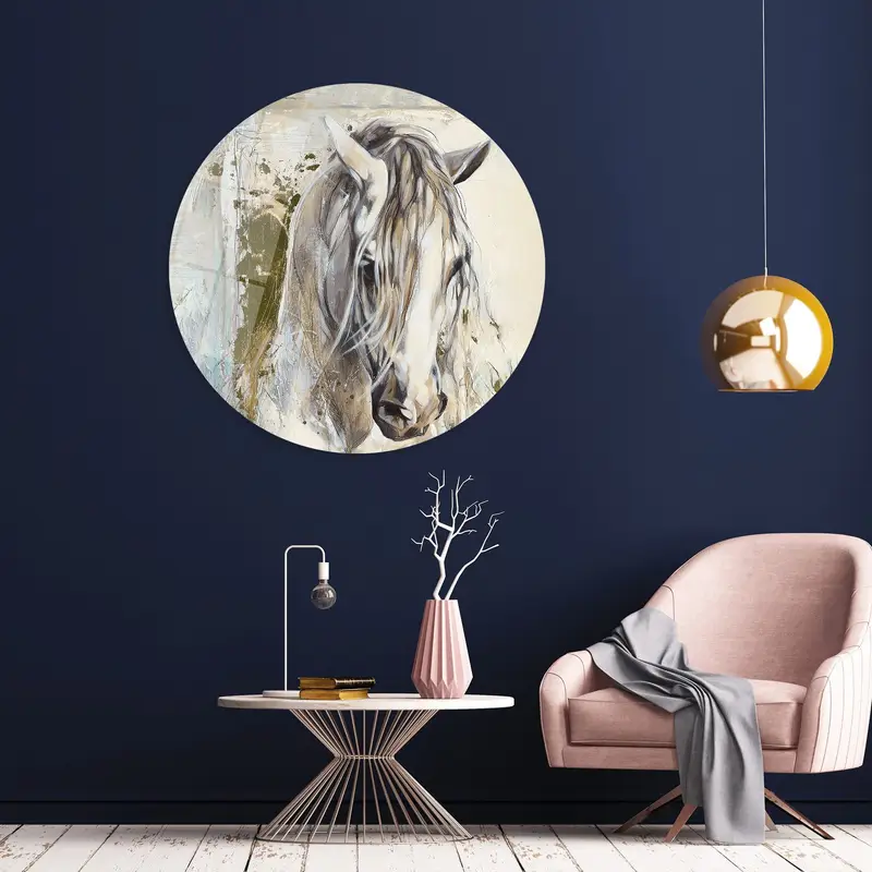 Elegant White Horse Farmhouse Canvas - Printed Wall Art