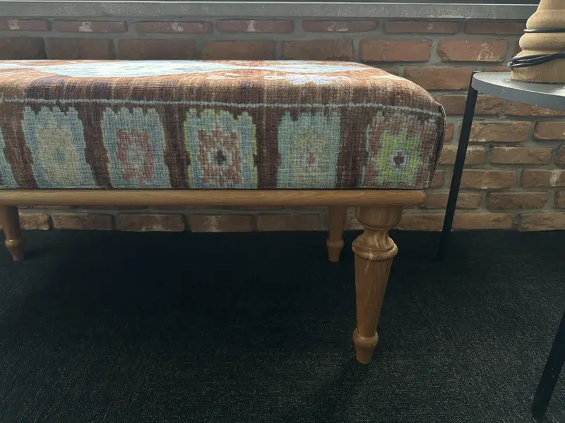 Modular Blue and Red Ottoman, Kilim-Inspired Wool Blend Ottoman