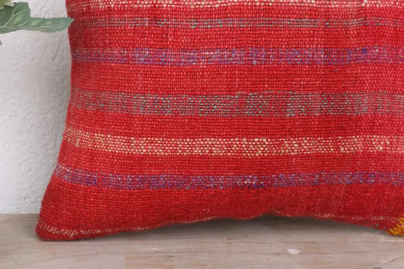 12x12 Red Cushion, Boho Pillow Sham Cover, Throw Kilim Pillow, Wholesale Cushion Case, Natural Pillow Case, Gift Pillow, Tribal Pillow, Pillow Cover - 3