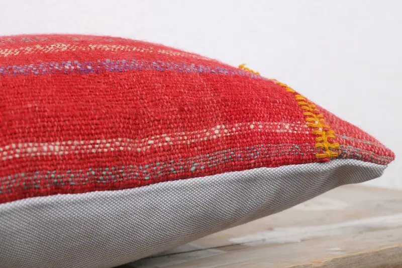 12x12 Red Cushion, Boho Pillow Sham Cover, Throw Kilim Pillow, Wholesale Cushion Case, Natural Pillow Case, Gift Pillow, Tribal Pillow, Pillow Cover - 6