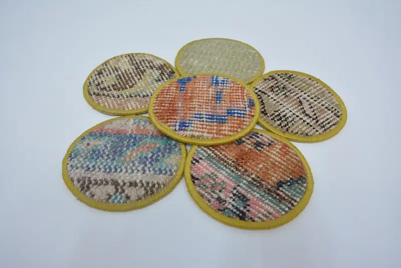 Posavasos redondos azules y verdes, posavasos boho antideslizantes