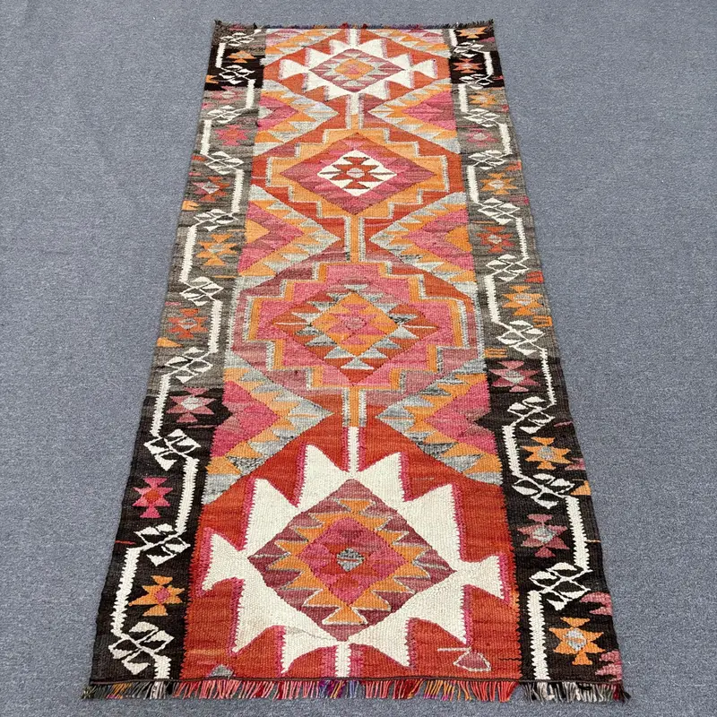 Rainbow Floral Rug, 3,2x7,1 ft Vibrant Decor