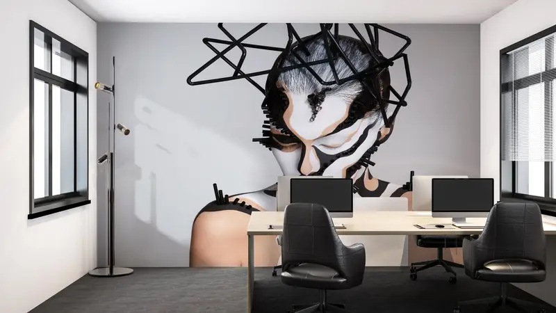 Woman Body Painting, Abstract Mural, Abstract Woman Wallpaper, Contemporary Wall Poster, Naked Woman Mural, Woman Wall Mural, - 4