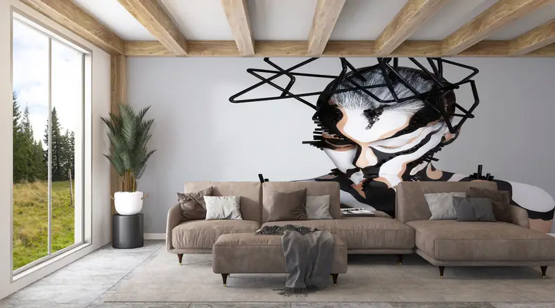 Woman Body Painting, Abstract Mural, Abstract Woman Wallpaper, Contemporary Wall Poster, Naked Woman Mural, Woman Wall Mural, - 3