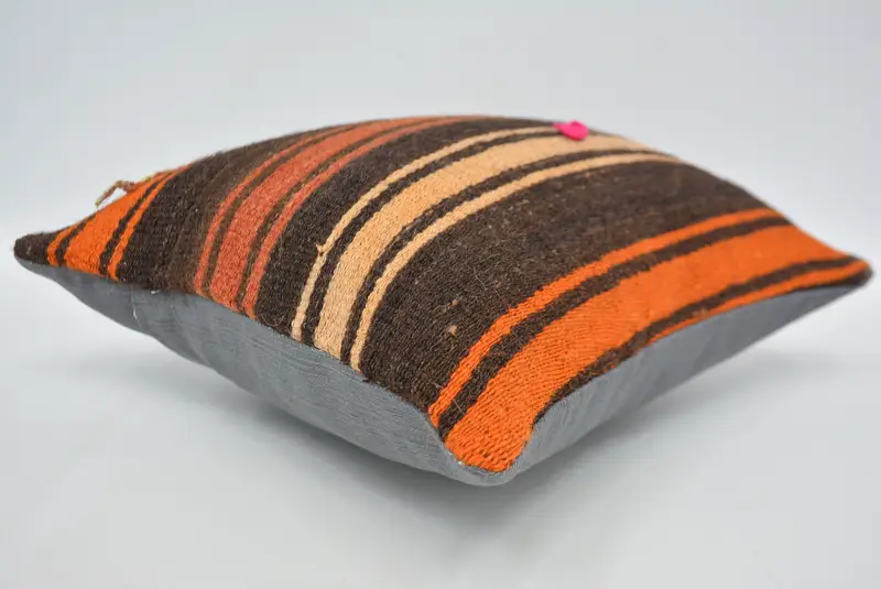 Lounge Throw Cushion, Boho Pillow Sham Cover, 14x14 Brown Pillow Case, Interior Designer Pillow, Pet Pillow Case, Pillow, Throw Kilim Pillow - 6