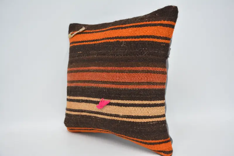 Lounge Throw Cushion, Boho Pillow Sham Cover, 14x14 Brown Pillow Case, Interior Designer Pillow, Pet Pillow Case, Pillow, Throw Kilim Pillow - 4
