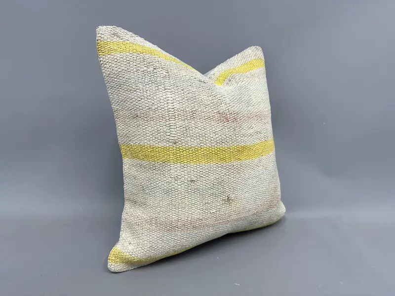 Rustic Pillow, Throw Kilim Pillow, Pillow Cover, 18x18 Beige Cushion Cover, Vintage Pillow, Handmade Kilim Cushion, Pillow for Couch - 2