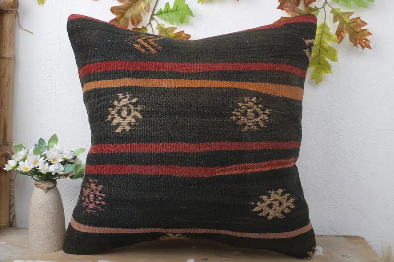 Chair Cushion, Pillow for Sofa, Sofa Cushion Cover, Boho Throw Pillow Sham, Pillow, Turkish Pillow, 20x20 Brown Cushion Cover, Turkish Kilim Pillow - 2