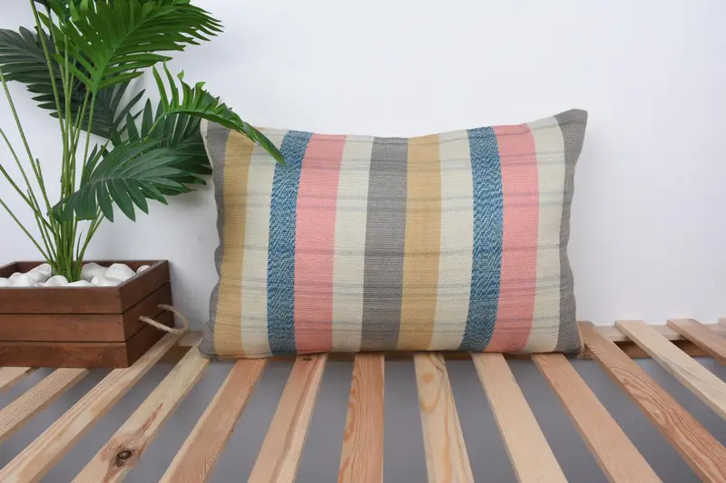 Toss Cushion Cover, Pillow Case, Anatolian Cushion Cover, 16x24 Blue Cushion, Antique Pillows, Boho Pillow Sham Cover, Throw Kilim Pillow - 1