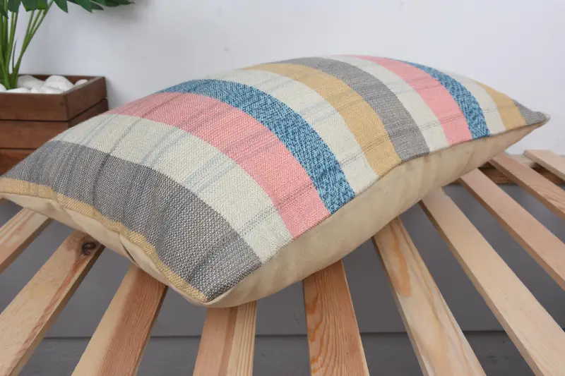 Toss Cushion Cover, Pillow Case, Anatolian Cushion Cover, 16x24 Blue Cushion, Antique Pillows, Boho Pillow Sham Cover, Throw Kilim Pillow - 6