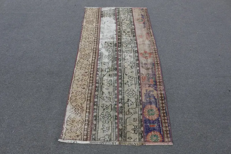 グリーン & ブルーの水玉模様のラグ、2.6x5.9 フィートのシックな装飾