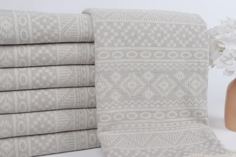 68x36 Cotton Geometric Towel, Turkish towel, Antibacterial Turkish peshtemal towel, Bath towel, Custom Bath Towel, Xmas Gifts, Organic Turkish towel - 3