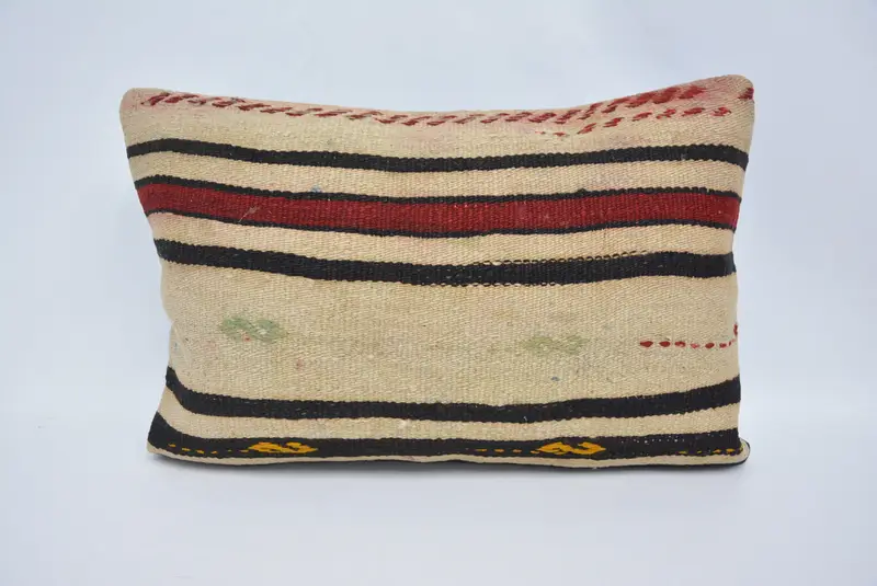 Ottoman Cushion, Vintage Kilim Pillow, Traditional Pillow Sham, Kilim Cushion Sham, 16x24 Beige Cushion Cover, Pillow Case, Vintage Pillow - 1