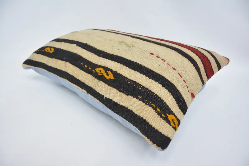 Ottoman Cushion, Vintage Kilim Pillow, Traditional Pillow Sham, Kilim Cushion Sham, 16x24 Beige Cushion Cover, Pillow Case, Vintage Pillow - 6