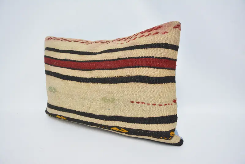 Ottoman Cushion, Vintage Kilim Pillow, Traditional Pillow Sham, Kilim Cushion Sham, 16x24 Beige Cushion Cover, Pillow Case, Vintage Pillow - 4