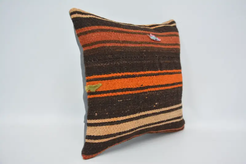 Aztec Pillow, Kilim Pillow, Interior Designer Pillow, 14x14 Orange Cushion Cover, Antique Pillows, Cushion, Anatolian Cushion Cover, Bench Pillow - 3