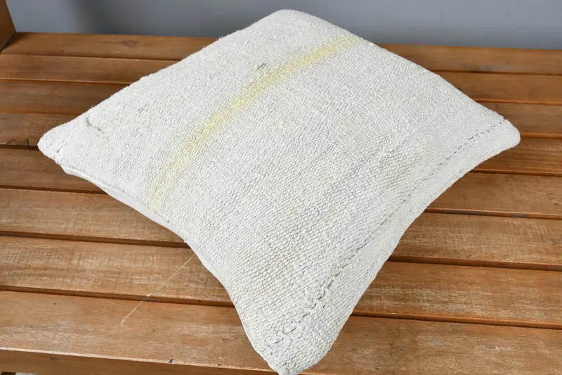 14x14 White Pillow Sham, Turkish Bench Pillow Sham, Cushion Case, Pillow for Couch, Boho Pillow Sham Cover, Kilim Pillow Cover - 2