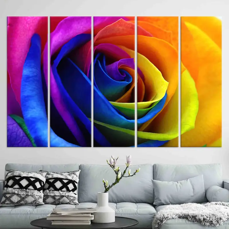 Renkli gül duvar sanatı, tuval duvar sanatı, gül poster, renkli duvar sanatı, kişiselleştirilmiş hediye, gül sevgilisi hediye, modern duvar sanatı, moda dekor, - 6