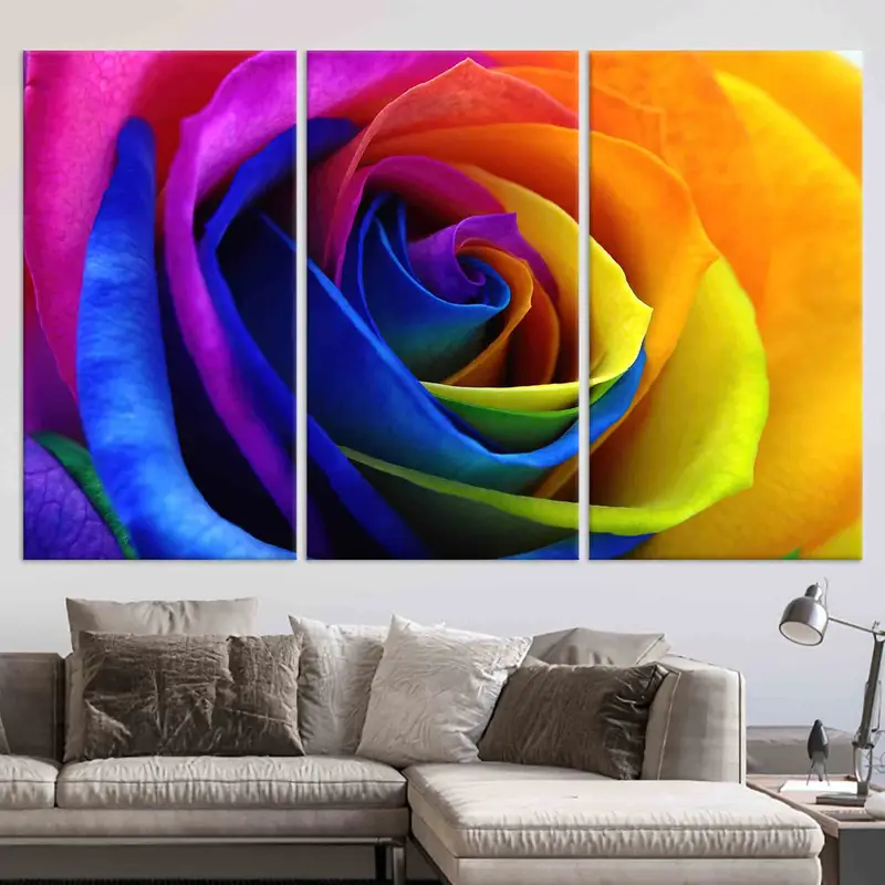 Renkli gül duvar sanatı, tuval duvar sanatı, gül poster, renkli duvar sanatı, kişiselleştirilmiş hediye, gül sevgilisi hediye, modern duvar sanatı, moda dekor, - 4