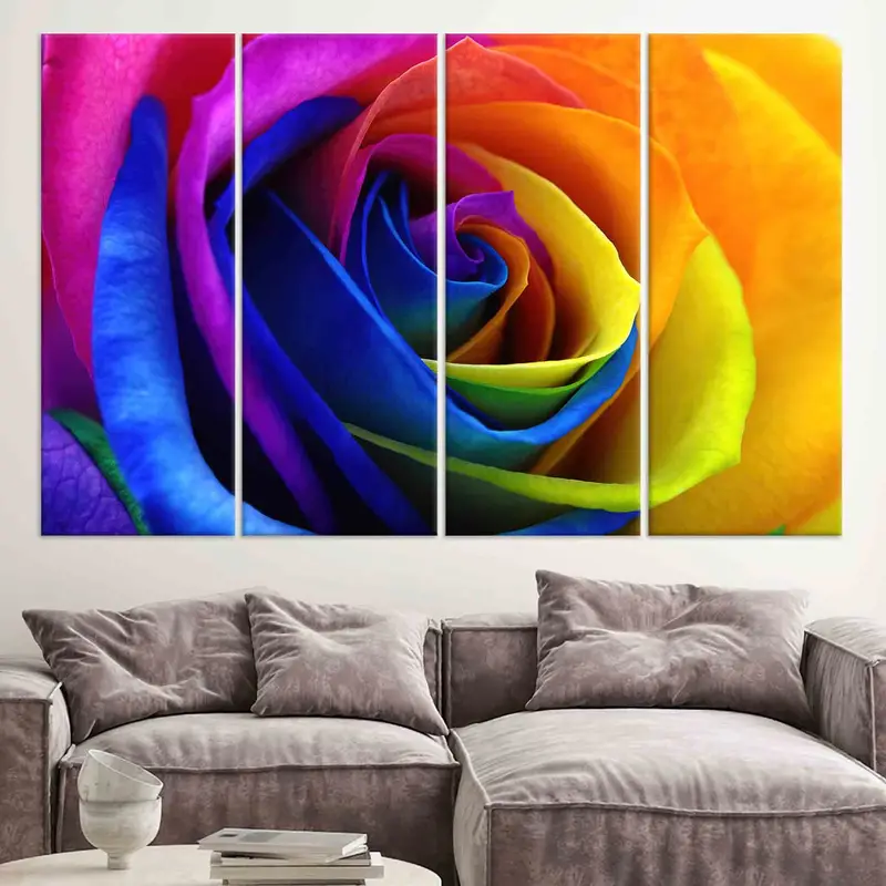 Renkli gül duvar sanatı, tuval duvar sanatı, gül poster, renkli duvar sanatı, kişiselleştirilmiş hediye, gül sevgilisi hediye, modern duvar sanatı, moda dekor, - 5