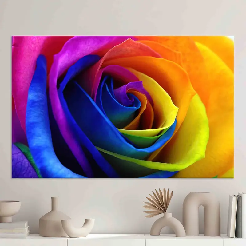 Renkli gül duvar sanatı, tuval duvar sanatı, gül poster, renkli duvar sanatı, kişiselleştirilmiş hediye, gül sevgilisi hediye, modern duvar sanatı, moda dekor, - 3