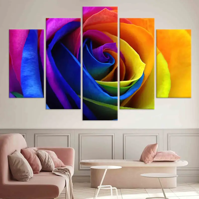 Renkli gül duvar sanatı, tuval duvar sanatı, gül poster, renkli duvar sanatı, kişiselleştirilmiş hediye, gül sevgilisi hediye, modern duvar sanatı, moda dekor, - 1