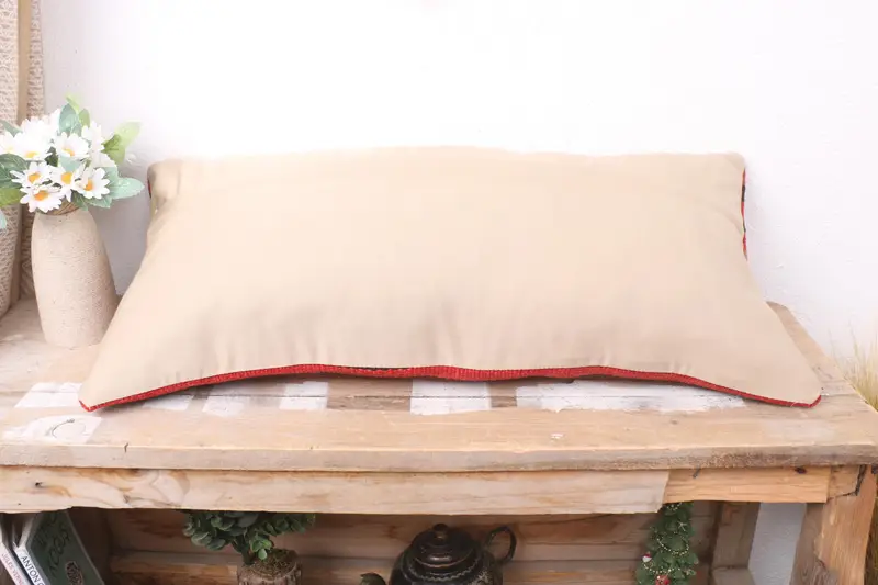 Pillow Cover, Ethnical Kilim Rug Pillow, Cozy Throw Pillow Cover, Hippie Throw Pillow Cover, 12x24 Red Pillow, Kilim Cushion Sham, Pillow for Sofa - 7
