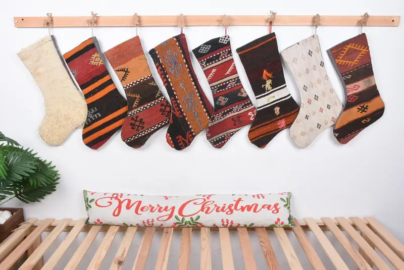 Festive Christmas Ornaments Pattern, 8-Inch Decorative Stocking