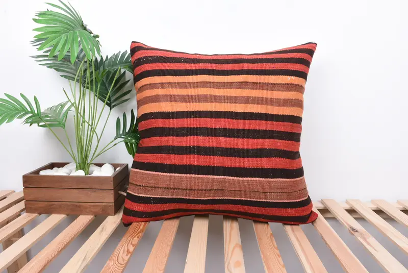 Art Deco Cushion Cover, 24x24 Red Cushion, Home Decor Pillow, Kilim Cushion Sham, Cushion, Handmade Kilim Cushion, Handmade Pillow Cover - 1