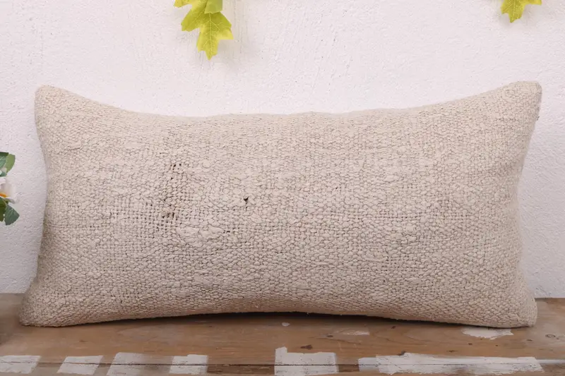 Cushion, Kilim Cushion Sham, Gift Pillow, 12x24 Beige Pillow Cover, Authentic Pillow Case, Kilim Pillow Cover, Designer Throw Cushion - 2