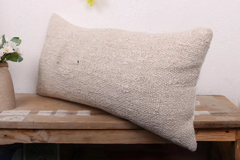 Cushion, Kilim Cushion Sham, Gift Pillow, 12x24 Beige Pillow Cover, Authentic Pillow Case, Kilim Pillow Cover, Designer Throw Cushion - 4
