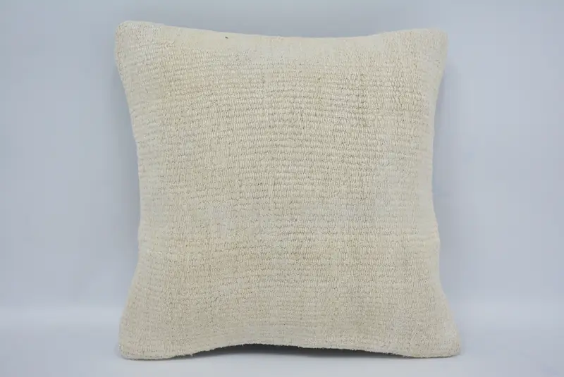 Throw Kilim Pillow, Pillow Cover, Kilim Pillow, Hippie Throw Cushion Case, 12x12 White Pillow Sham, Handwoven Pillow Cover, Pillow for Couch - 1