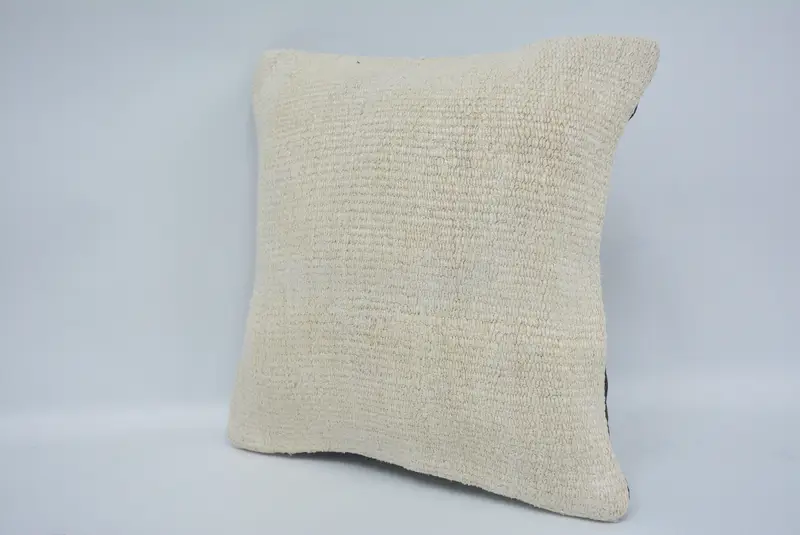 Throw Kilim Pillow, Pillow Cover, Kilim Pillow, Hippie Throw Cushion Case, 12x12 White Pillow Sham, Handwoven Pillow Cover, Pillow for Couch - 4
