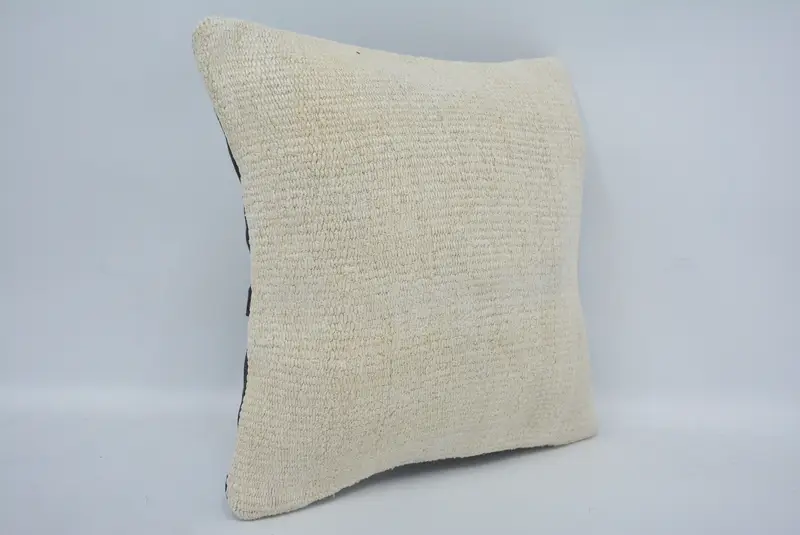 Throw Kilim Pillow, Pillow Cover, Kilim Pillow, Hippie Throw Cushion Case, 12x12 White Pillow Sham, Handwoven Pillow Cover, Pillow for Couch - 3