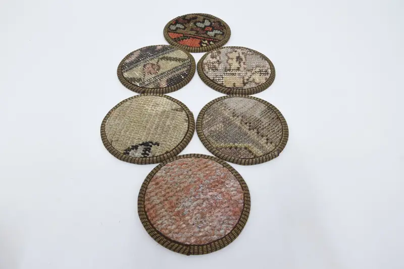 Juego de posavasos tribales marrones y beige, posavasos duraderos y elegantes