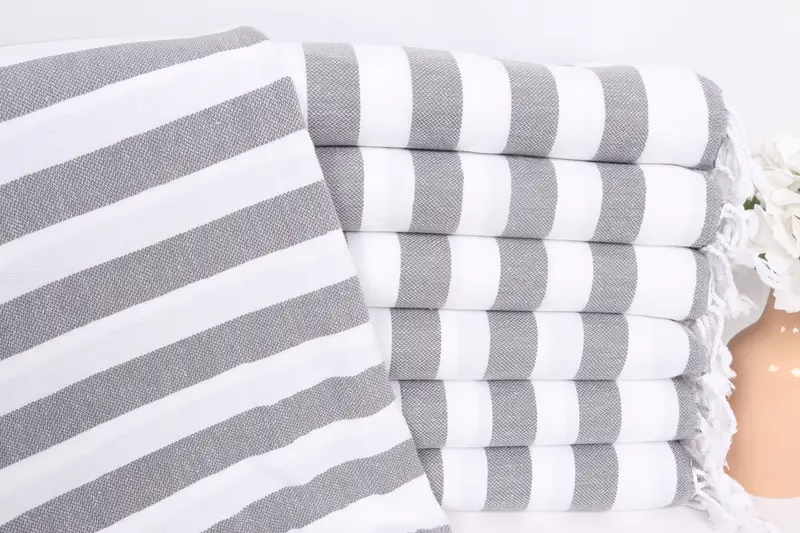Gift For Best Friend, Custom Hand Towel, Wedding Favors, Handmade Gift, Turkish Tea Towel, 44x20 Cotton Striped Towel, Beach Theme Wedding Gift - 1